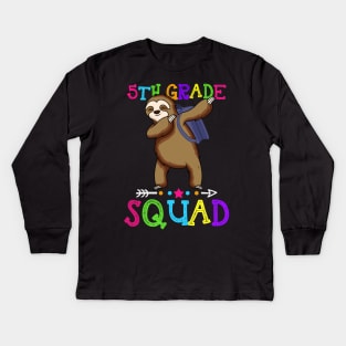 Sloth Team 5th Grade Squad Teacher Back To School Kids Long Sleeve T-Shirt